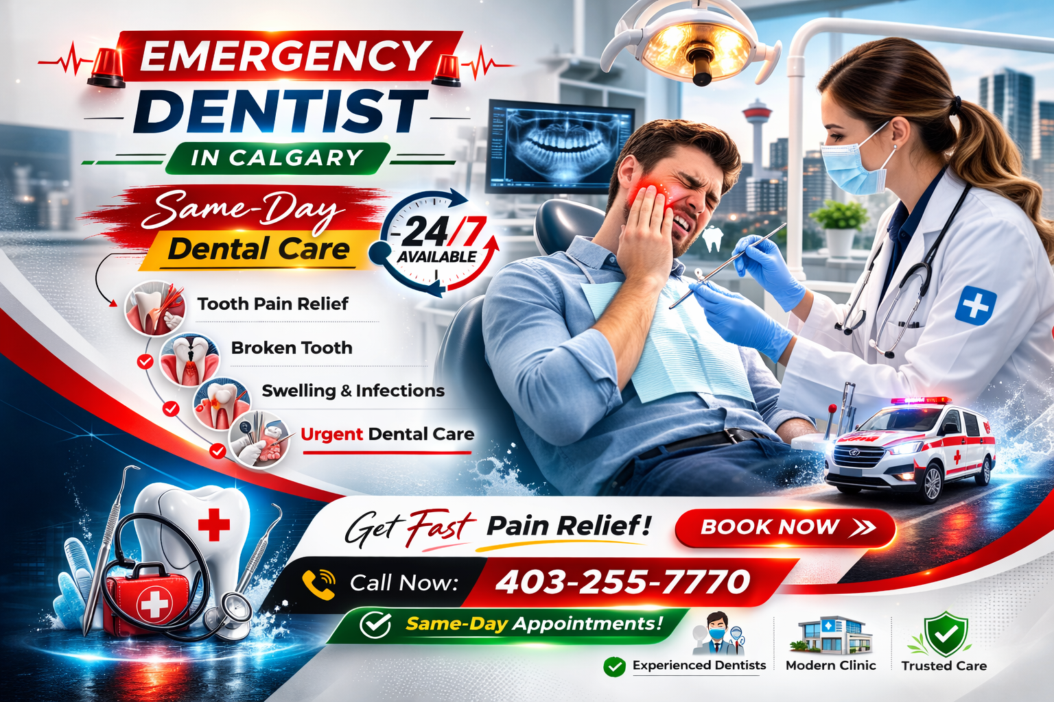 Emergency dentist in Calgary providing same-day dental care for tooth pain and dental emergencies